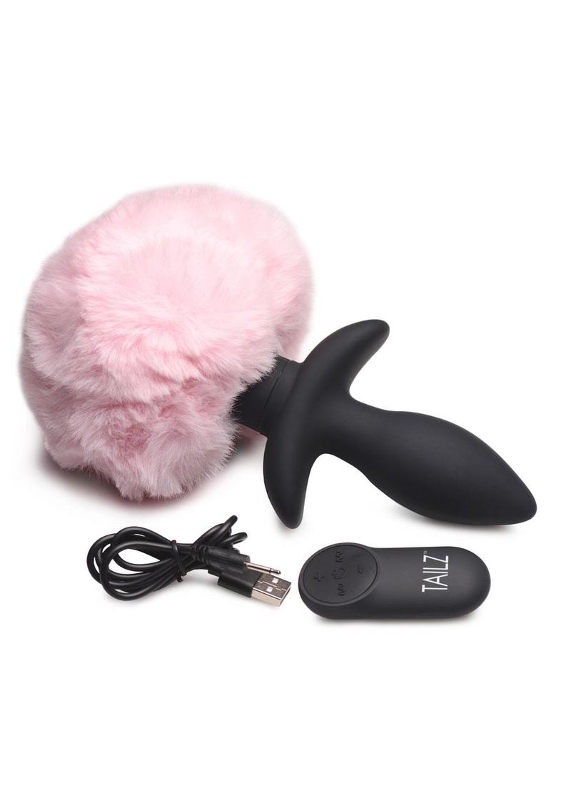 Moving and Vibrating Bunny Tail Silicone Anal Plug