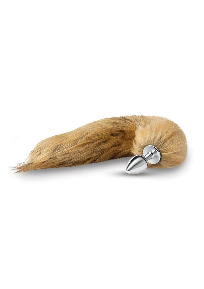 WhipSmart Metal Plug with 14in Fox Tail - Brown/Metal - 2.5in